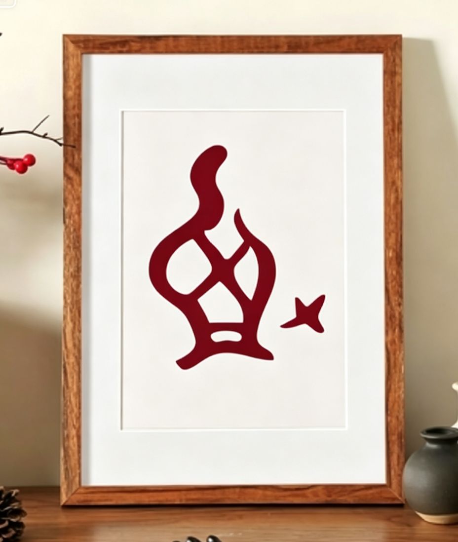 骨刻文"福"字相框